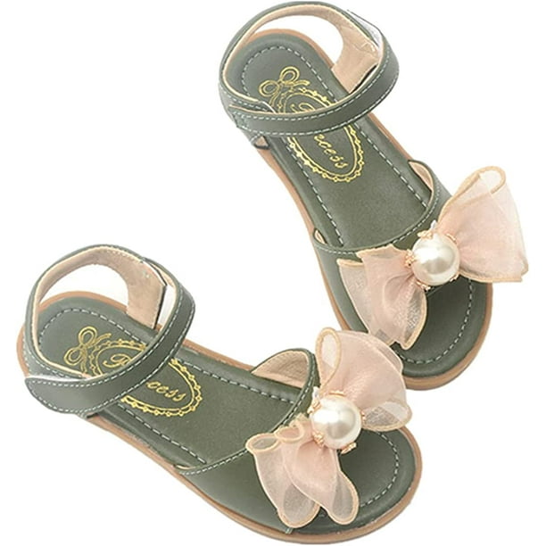 Toddler Girl Sandals Summer Outdoor Open Toe Ankle Strap Bow Flat