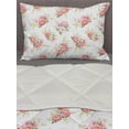 thumbnail image 3 of Shabby Flora Comforter & Sham Bedding Set, Nostalgic Themed Bunch of Magnolia Buds Rococo Poetic Fresh Nature, 3 pcs Duvet Set Microfiber Filling Quilt, 5 Sizes, Green Pink Off White, by Ambesonne, 3 of 4