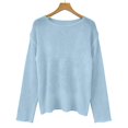 thumbnail image 5 of Yaruuzi Women's Boat Neck Sheer Long Sleeve Tops Mesh See Through Oversized Crochet Pullover Lightweight Knit Poncho Casual Loose Fit Sweater Tops for Women Blue M, 5 of 6