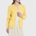 thumbnail image 2 of Lightweight Sweater Cardigan for Women Knitted Crew Neck Long Sleeve Button Down Coat Trendy Casual Comfy Clothes (XL, Yellow), 2 of 7