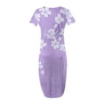 thumbnail image 2 of Levmjia Casual Dresses For Women Summer Floral Round Neck Short Sleeve Soft Polyester Stretchy Comfortable Beach Vacation Office Wear Multi Colors Available, 2 of 5