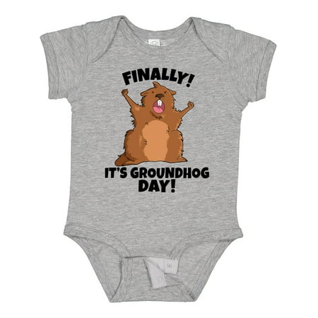 

Inktastic Finally It s Groundhog Day Gift Baby Boy or Baby Girl Bodysuit