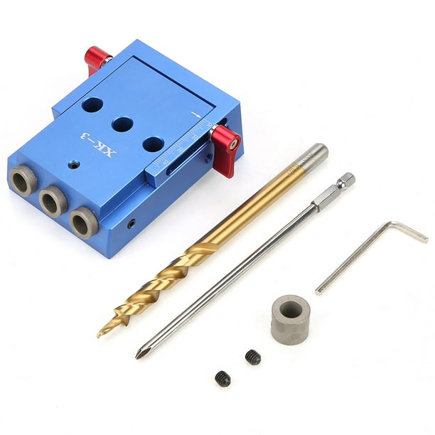 Guía de broca para carpintería, kit de perforación para agujeros de bolsillo Guía de perforación Guía de agujeros oblicuos Características de vanguardia Jadeshay A