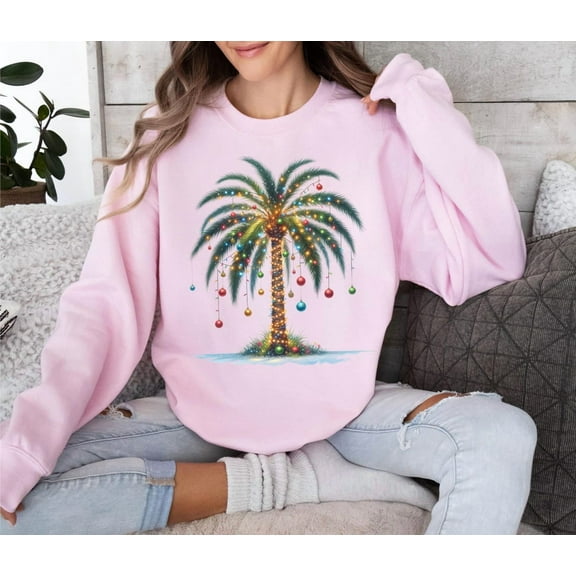 Palm Tree Sweatshirt, Tropical, Florida Hoody, Beach Aloha, Santa July Hawaiian Sweater, Family All Size S-5Xl