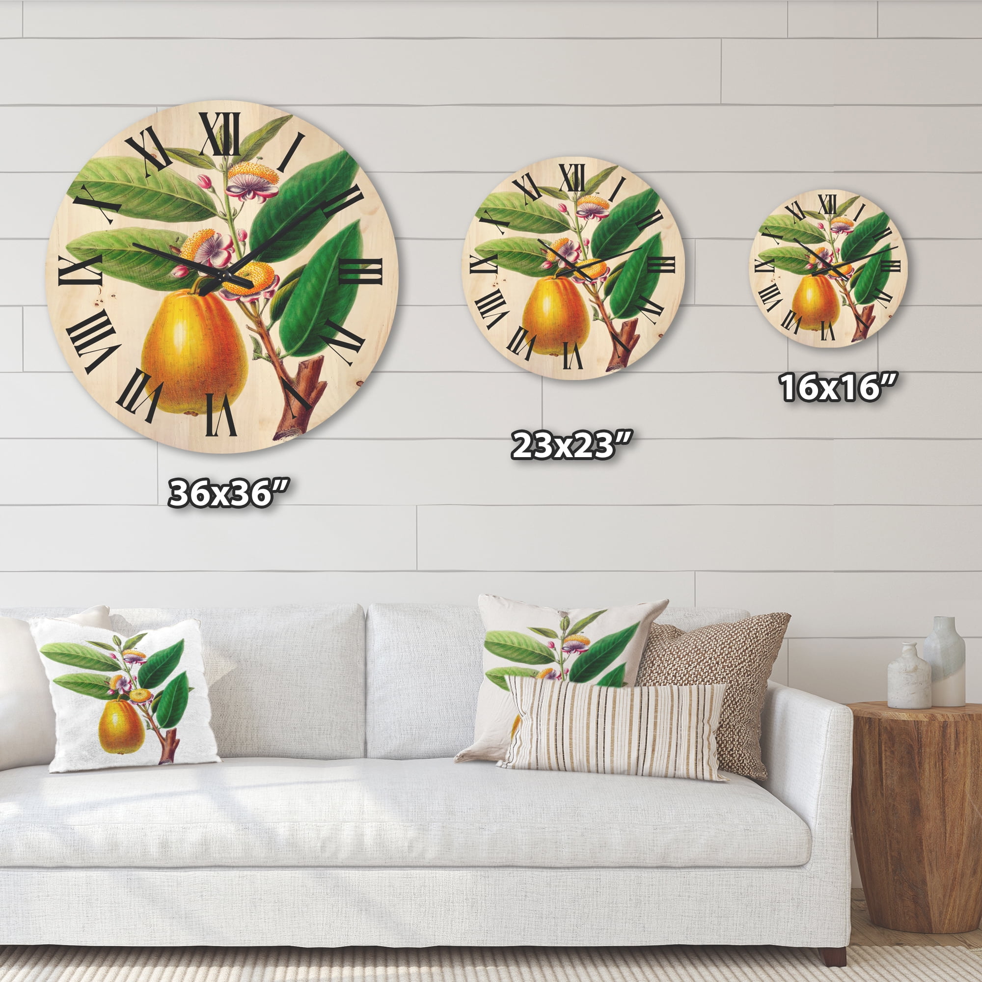 Designart 'Ancient Fruits I' Farmhouse Wood Wall Clock