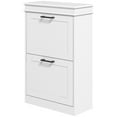 thumbnail image 6 of Shoe Storage Cabinet, Slim Shoe Rack Cabinet with Flip Drawers and Adjustable Shelf, 2-Drawer Shoe Organizer with Tabletop for Hallway, Entryway, 21.25" W x 9.5" D x 32.5" H, WHite, 6 of 8
