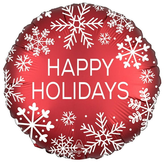 18 inch Satin Happy Holidays Nordic Foil Mylar Balloon - Party Supplies Decorations