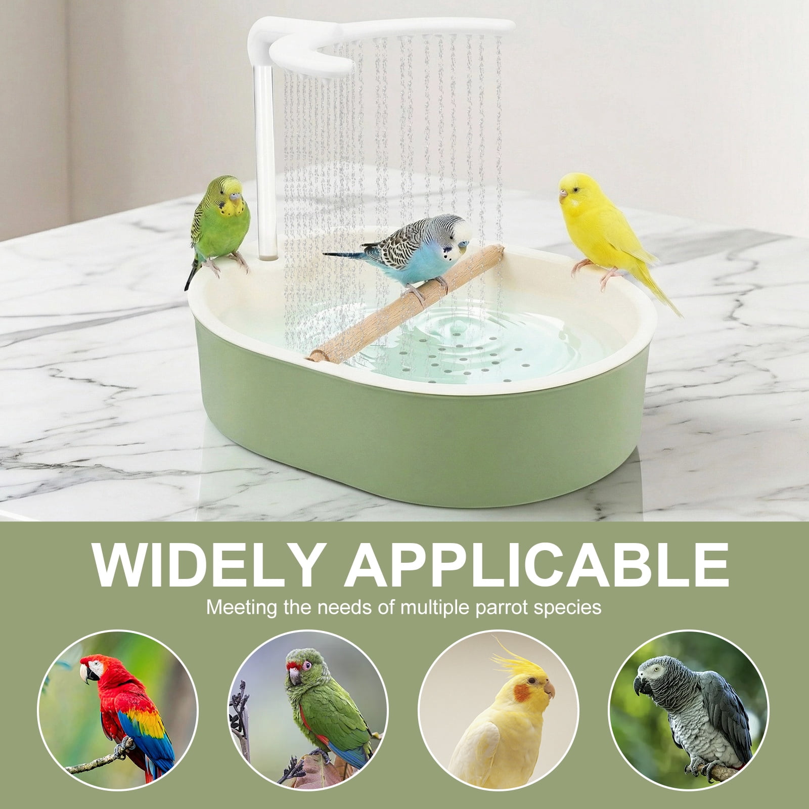 Ikoopy Parrot Bathtub Bird Automatic Bath Shower Large Bird Shower Fountain Indoor Bathtub with Running Water Contains USB and Pump for African Grey Cockatiel Conure Budgie Lovebird