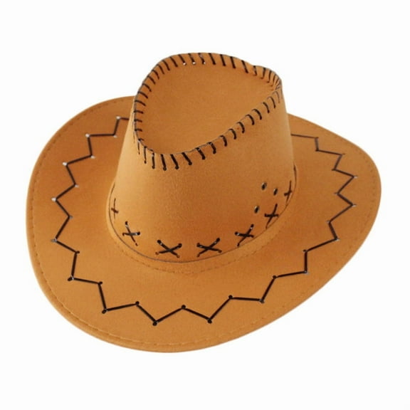 Zhuge Adult Size Plain Felt Cowboy & Cowgirl Hats, Western Studded Design for Men & Women, Yellow
