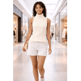 thumbnail image 3 of Socal Look Women's Sleeveless Turtleneck Sweater Top in Stretchable Viscose Cream, M, 3 of 6