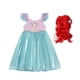 thumbnail image 3 of Vestido de Sirenita de Disney para niñas de 2, 4 y 8 años, disfraz de princesa Ariel, vestidos para niños, fiesta de cumpleaños de carnaval, conjuntos de ropa de sirena, 3 of 5
