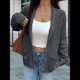 thumbnail image 5 of Cárdigan de Punto Grueso de Gran Tamaño para Mujer, Suéter de Larga con Abertura Frontal, Ropa de Abrigo para Otoño e Invierno Gris Oscuro XL, 5 of 7