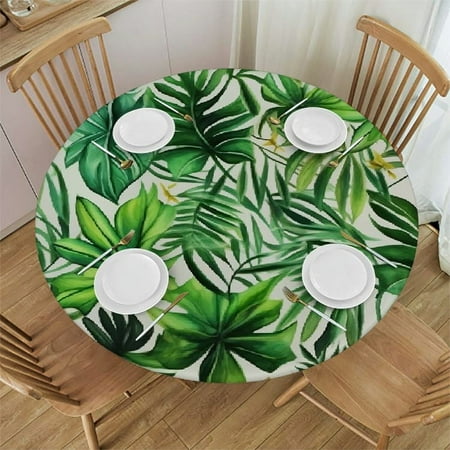 ONETECH Hawaii Palm Leaves Tablecloths for Hawaiian Party Decoration, Hawaii Luau Disposable Table Cloths Aloha Tropical Table Covers for Safari Jungle Birthday Party 42-46