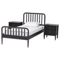thumbnail image 1 of Baxton Studio Lucera Mid-Century Black Twin Size 3-Piece Bobbin Bedroom Set, 1 of 12