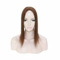 thumbnail image 4 of MY-LADY Clip in Hair Topper 100% Remy Human Extensions Women Toupee Silk Base Hairpiece with Bangs for Loss Hair #04 Medium Brown 12", 4 of 6