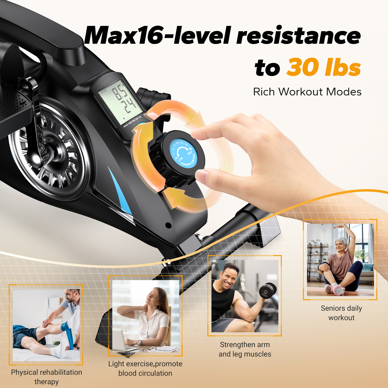 Merach Under Desk Pedal Exerciser With Resistance Bands photo 8