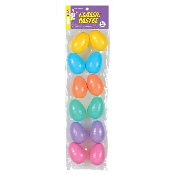 Classic Pastel Fillable Easy Snap 2.5" Plastic Easter Eggs, Rainbow, 12 Pack
