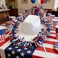 thumbnail image 6 of Independence Day Cowboy Hat - White Woollen Festival Hat (40x30x14cm) with Patriotic Red White Blue Stripes for July 4th Parades & Party Photography Prop, 6 of 6