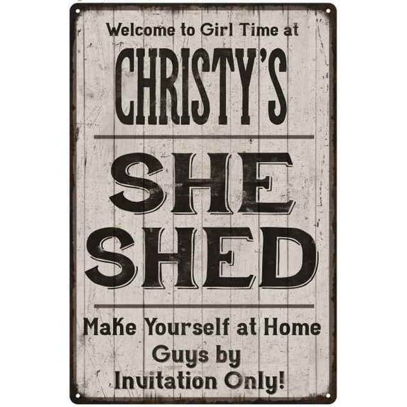 CHRISTY'S She Shed Sign Lady Cave Sign Gift 16 x 24 Matte Finish Metal 116240082263