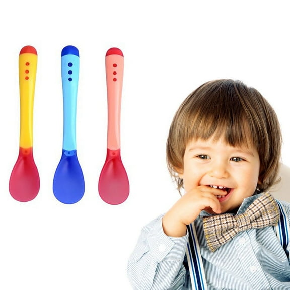 MesaSe Temperature Sensing Spoon for Kids Boys Girls Silicone Spoon Feeding Baby Spoons Toddler Flatware