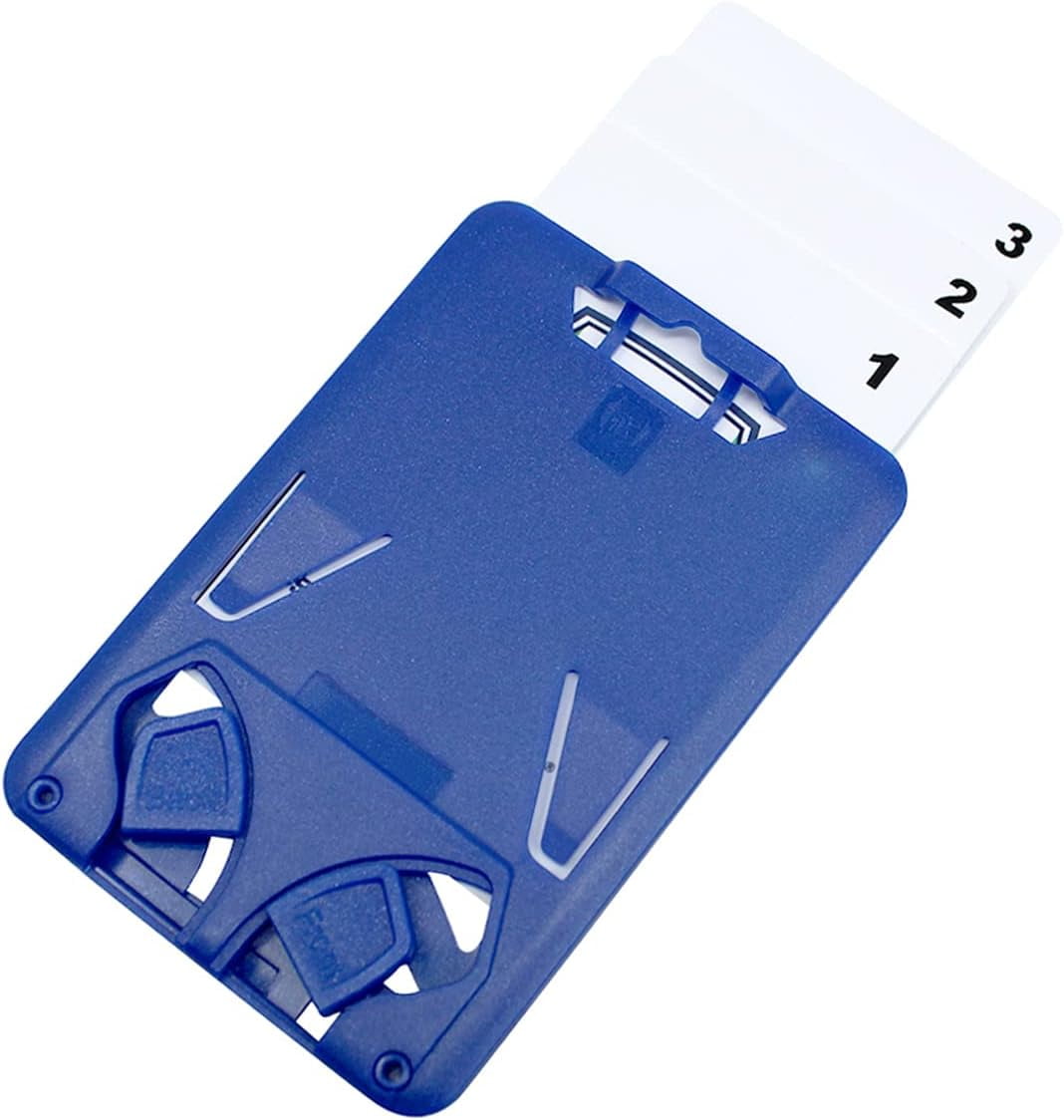 Specialist ID Vertical Top Load Three Card Badge Holder - Hard Plastic with Heavy Duty Breakaway Lanyard w Quick Release Metal Clip & Key Ring (One Holder / 3 Cards Inside) (Royal Blue)