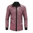 thumbnail image 1 of pstuiky Camisas casuales de manga larga para hombre, Camisa de manga larga con cuello vuelto para hombre, estilo informal, color liso, para discoteca Tops casuales para hombres xxl, 1 of 6