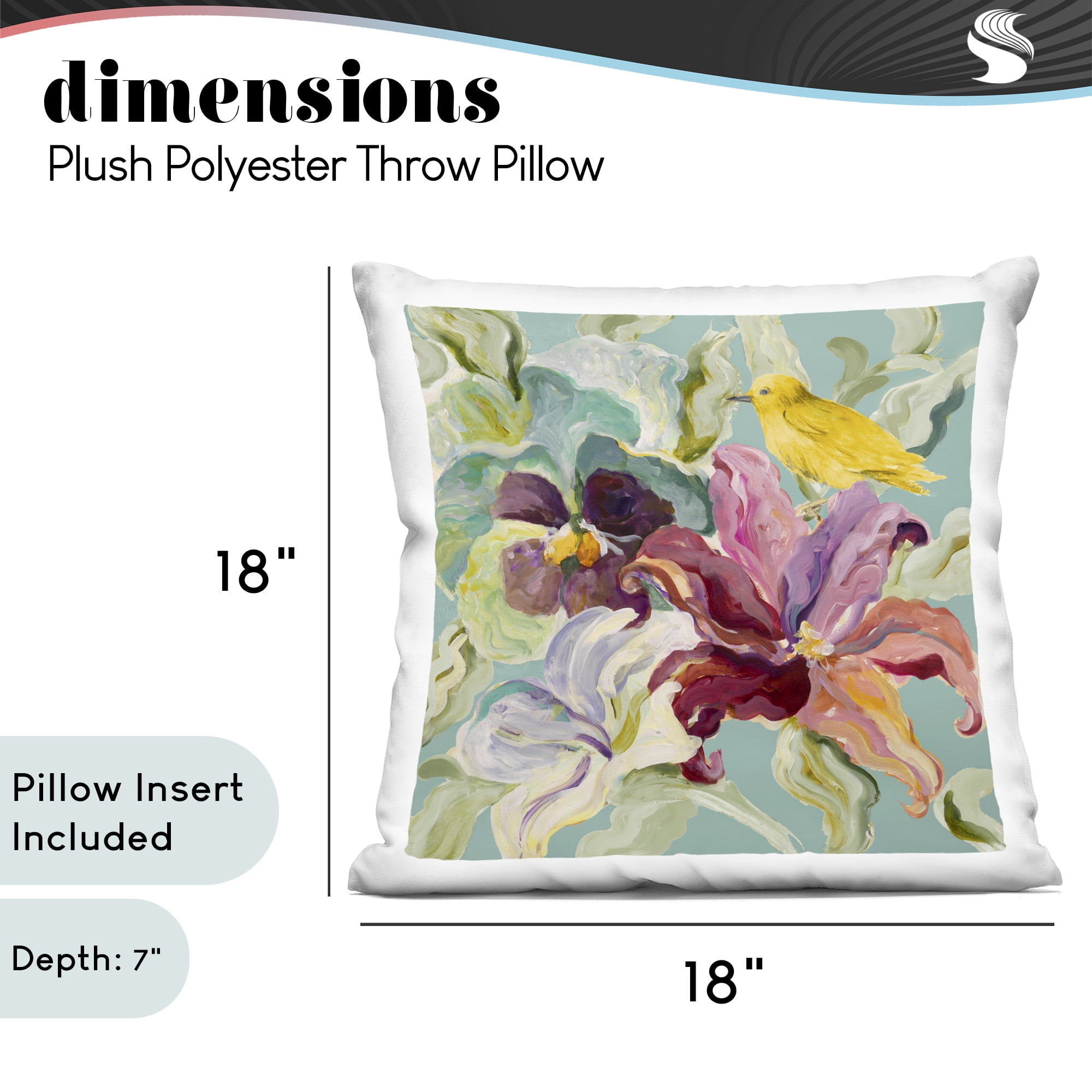 Stupell Industries Lyrical Garden & Canary Decorative Printed Throw Pillow, design by Lanie Loreth
