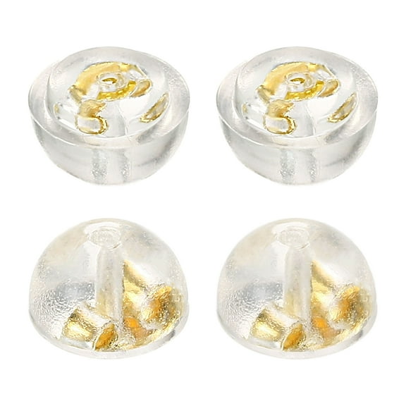 4Pcs Earring Backs, 5.5mm S925 Silver Silicone Semicircular Locking Earring Backs Replacements for Studs Posts, Gold