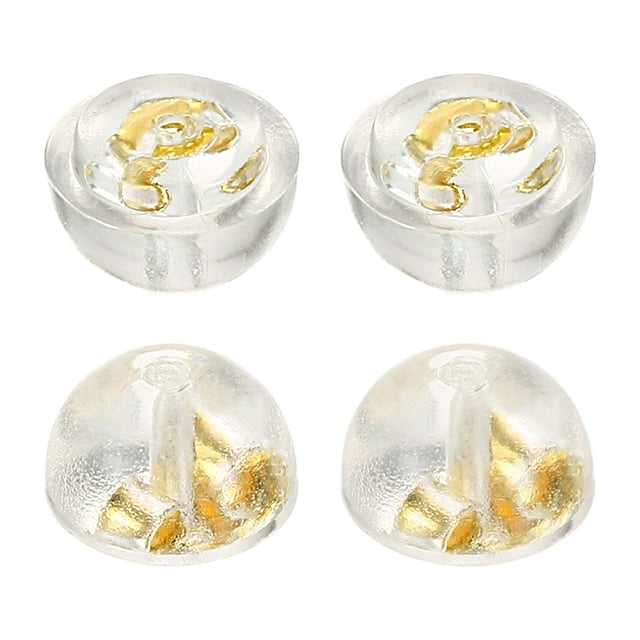 4 piezas de respaldos de aretes, respaldos semicirculares de silicona S925 de 5.5mm para reemplazo de aretes de perno, oro