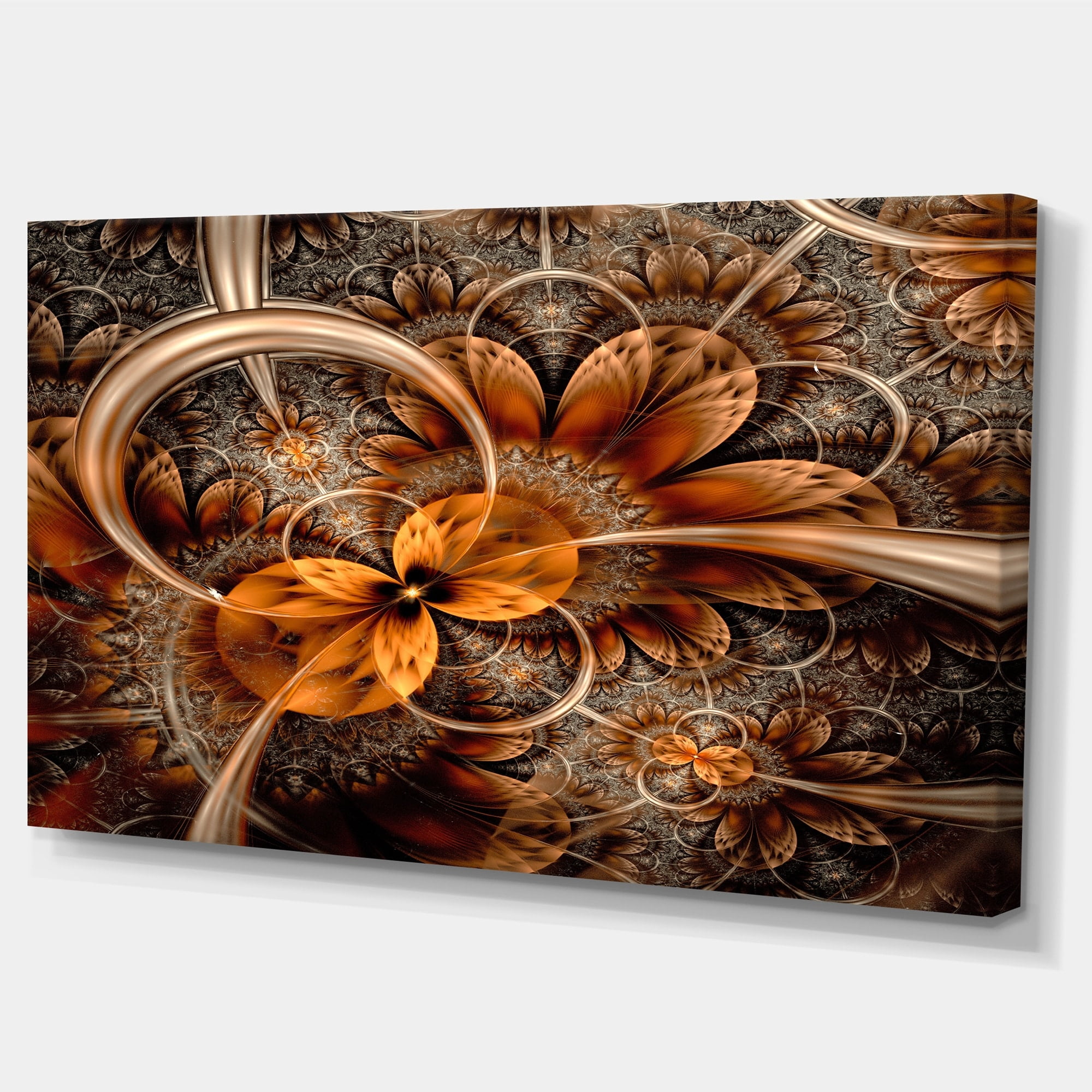 Designart 'Dark Orange Fractal Flower ' Abstract Canvas Art Print