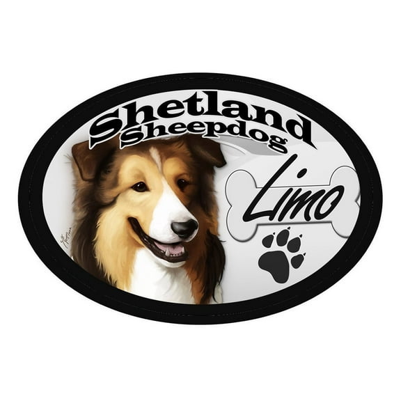 Shetland Sheepdog Limo Oval Dog Magnet for Cars, Trucks and More