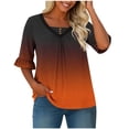thumbnail image 4 of Htigea Women's Plus Size Tunic Tops Ruffled Half Sleeve V-Neck Pleated T-Shirts Summer Casual Loose Fit Everyday Tees Orange XXXXL, 4 of 6