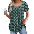 thumbnail image 1 of Fiudx Liquidación de Ofertas Flash Moda Mujer Casual Blusa Sólida Camiseta de Manga Corta Tops con Botones de Verano, 1 of 7
