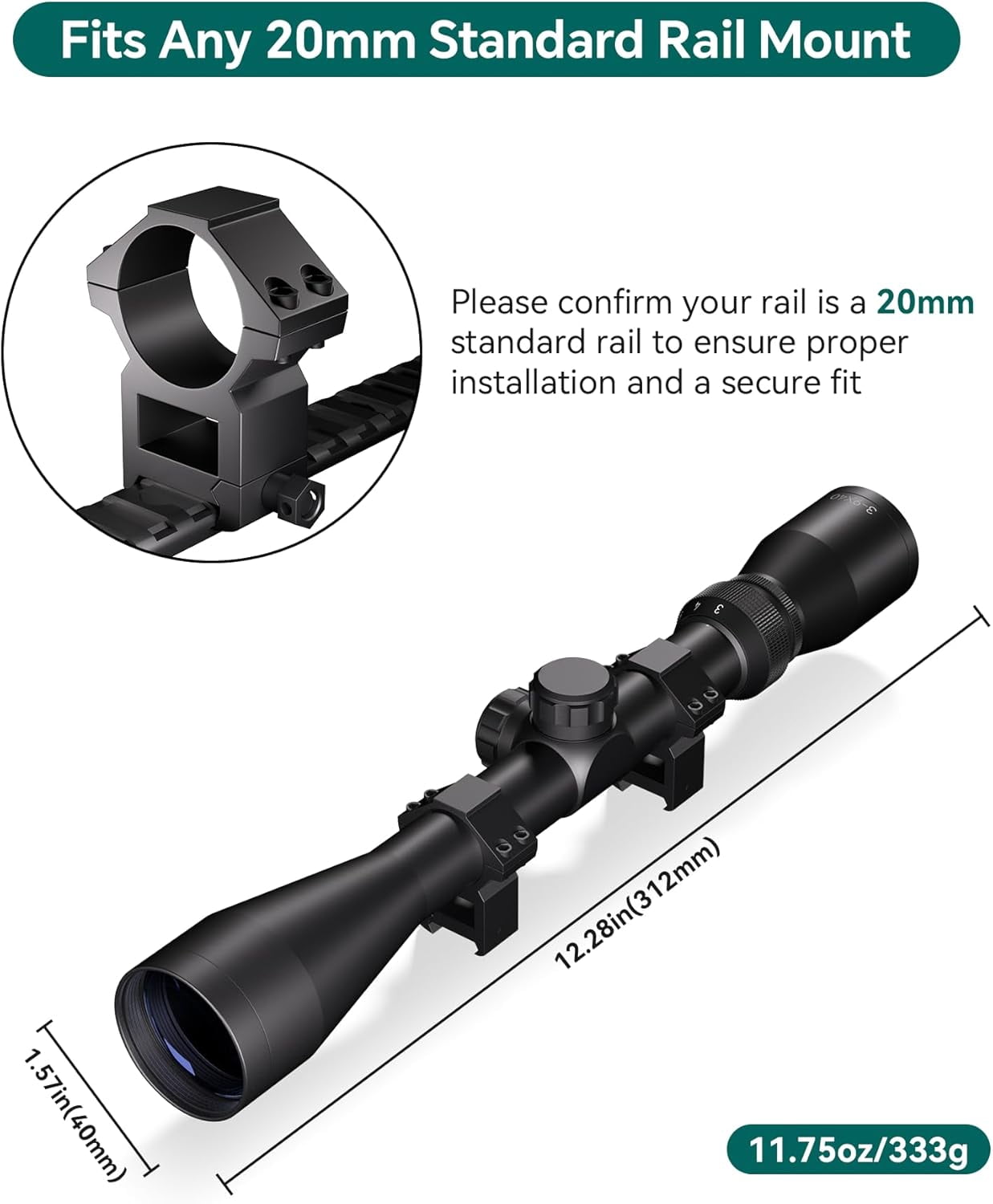 Aquilifer HT 3-9x40NL SFP Hunting Riflescope 1 inch Tube Waterproof Fogproof Shockproof