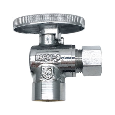 2-Pack EFIELD Angle Stop Valves – 1/2” FIP Inlet X 3/8” Compression Outlet, Brass Build
