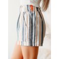 thumbnail image 3 of Asyoly Womens Striped Shorts for Summer Casual Vintage Washed Elastic Frill Waist Shorts with Pocket, 3 of 8