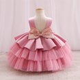thumbnail image 3 of Toddler Girl Dress Sleeveless Tulle Flower Girl Dress with Bow Princess Party Birthday Wedding Pageant Gown for Kids Children, 3 of 4