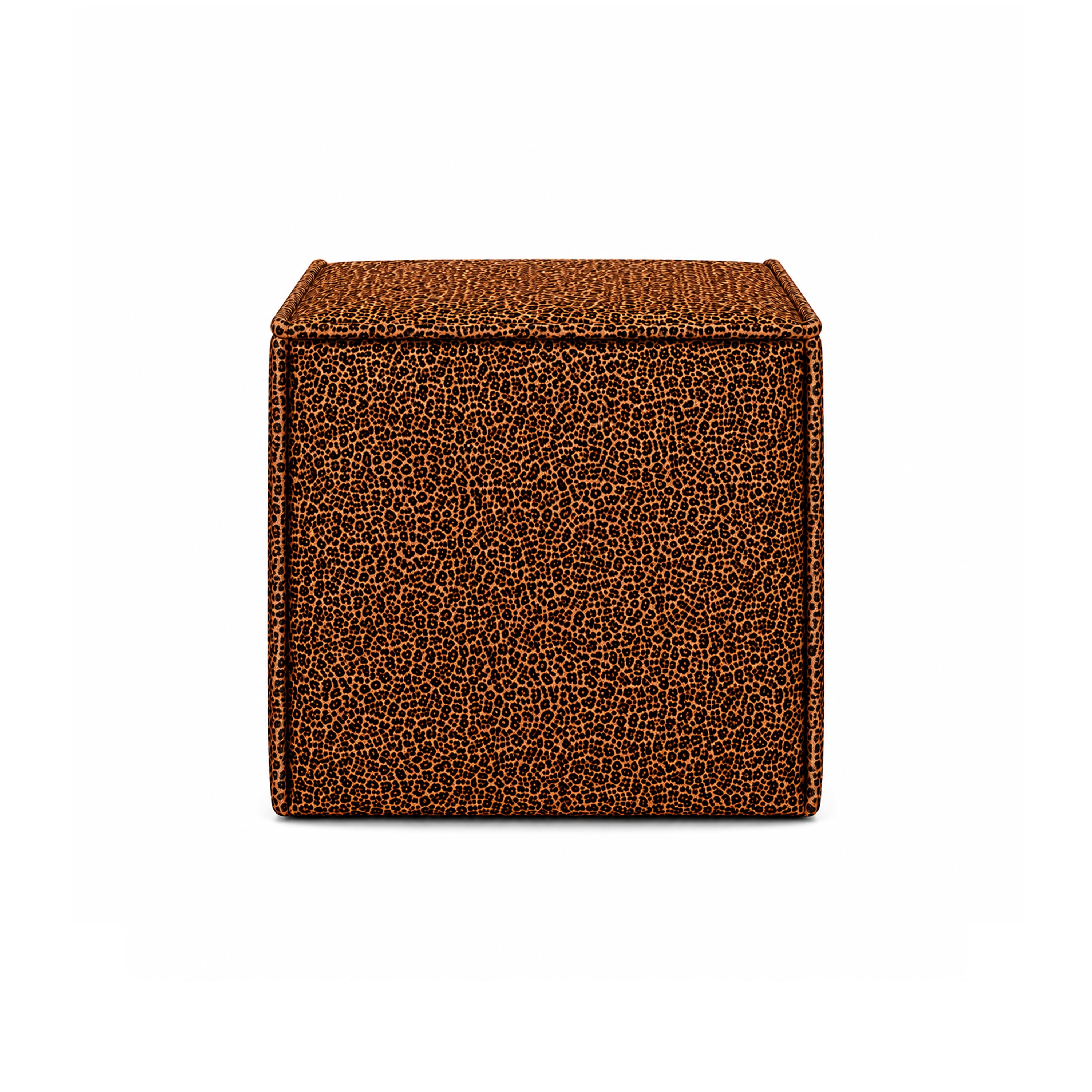 Sanford Living Pontchartrain Pouf Ottoman, Velvet in Leopard