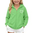 thumbnail image 2 of DJDLJWCJ Girls Zip Up Hoodie Fleece Lined Winter Warm Hoodies Solid Color Casual Jacket Mint Green Size 5T, 2 of 9