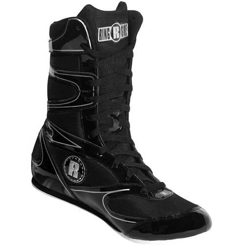 training White /Blk Hi-Top Boxing Boot with ankle strap for combat competition 