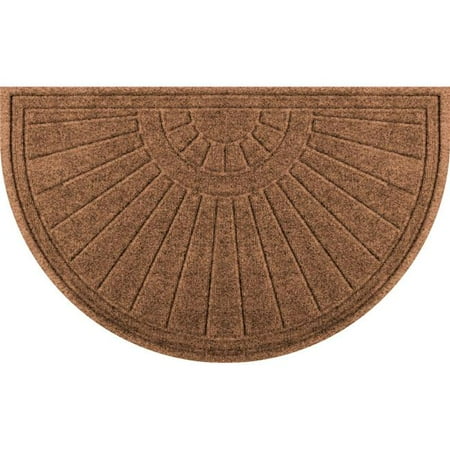 Half Round Sunburst - Aqua Shield 20260522439 24 x 39 in. Sunburst Half Round Doormat - Dark Brown