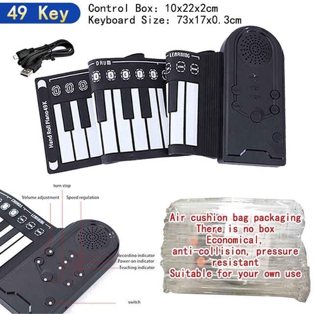 Electronic Hand Roll Piano 49 61 88 Key Beginner Keyboard Instruments Kids Learning Toys for Children Boys Musical Girls Music 49 Key-(Opp Bag) A