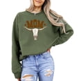 thumbnail image 6 of Mom Bull Skull Sweatshirt for Women Trendy Western Country Style Crewneck Army Green Sweatshirt Adult Small, 6 of 7