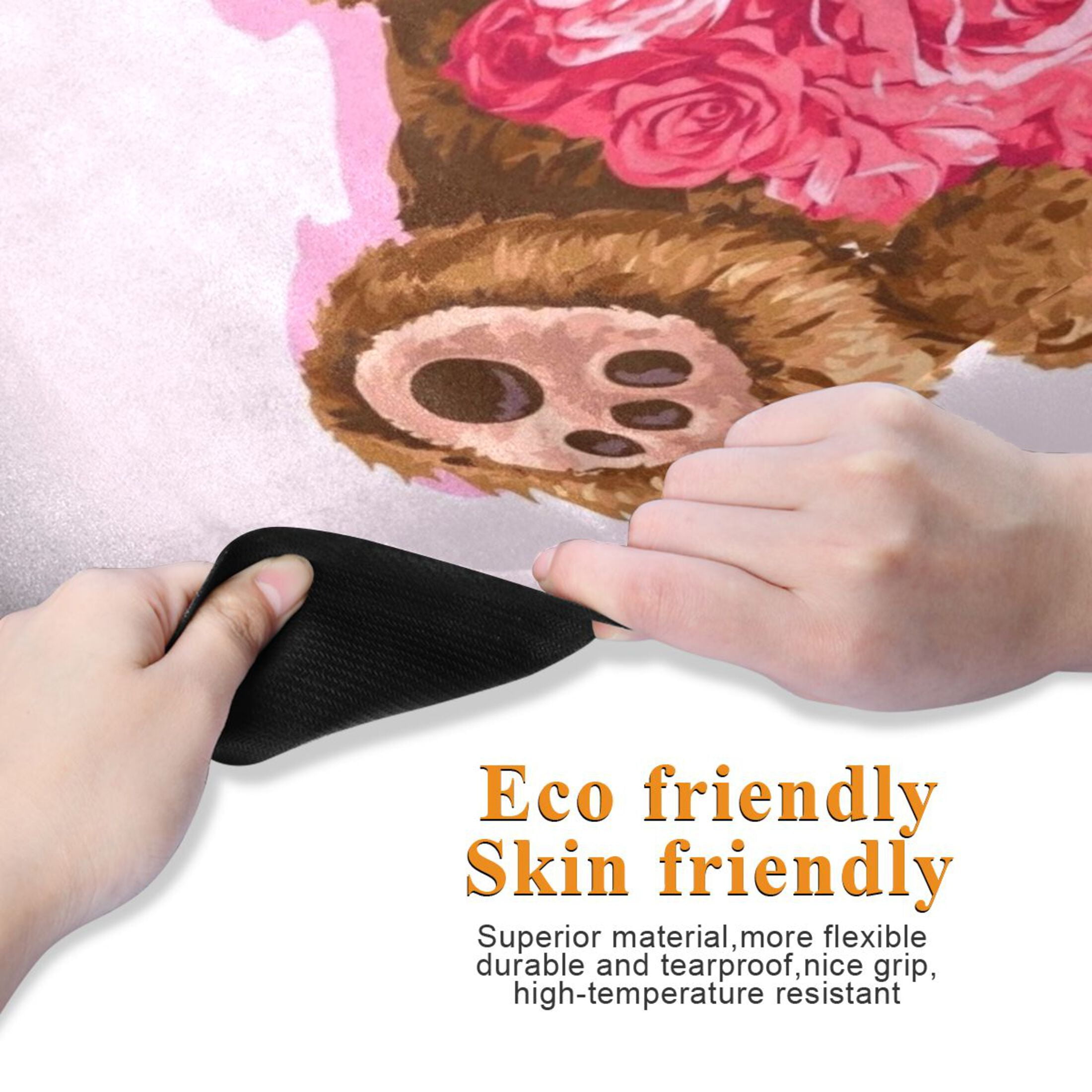 BZSMCE Yoga Mat Women Fitness Mat Cuddly Bear Rose Pattern