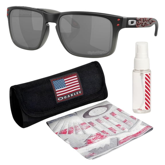 Oakley OO9102 Holbrook Square Shaped Non-Polarized Sunglasses for Men - Includes Official Eyewear Kit - Troy Lee Designs Black Fade Frame with Prizm Black Lens