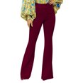 thumbnail image 3 of Hunpta Women High Waist Comfortable SlimFit Trousers With Buttons Flared Suit Pants, 3 of 9