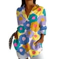 thumbnail image 4 of XIAONU Summer Women's Animal Motif Turn Down Collar Shirt Dress Rollable Sleeve Urban Daily Tunic Blouse, 4 of 4