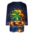 thumbnail image 4 of BLTIBY Womens St. Patrick's Day Sweatshirts 3/4 Sleeve Round Neck Lucky Shamrock Printed Irish Shirt Ireland Fashion Casual Pullover Top 2025 Multicolor 3XL, 4 of 5
