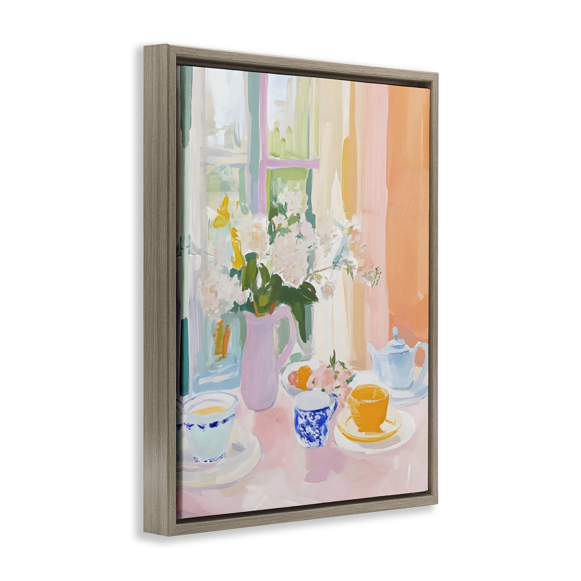 Stupell Industries Breakfast Still Life Abstraction Brown Framed Floater Canvas Wall Art, design by The Prints Vibe