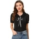 thumbnail image 1 of Blusa Informal Allegra K de Manga Corta con Escote Plisado y Lazo para Mujer Negro XL, 1 of 4